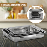 Set Of 3 Stainless Steel Roasting Trays