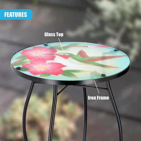 Round Side Garden Mosaic Table With Colibri Design by GEEZY - UKBuyZone