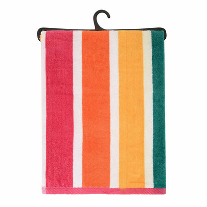 Large Velour Striped Beach Towel (Tropical Burst) by Geezy - UKBuyZone