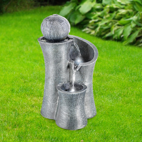 Ball on Top Water Feature Outdoor With LED by GEEZY - UKBuyZone