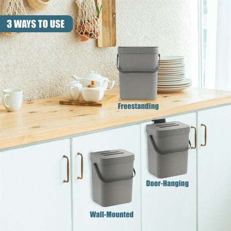 Hanging Kitchen Waste Bin with Lid 3L by GEEZY - UKBuyZone