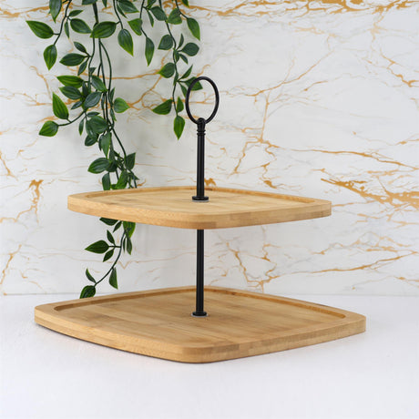 2 Tier Wooden Serving Stand by Geezy - UKBuyZone