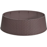 Brown Christmas tree skirt with a basket weave pattern and 10 panels