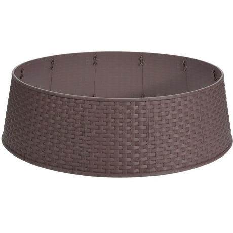 Brown Christmas tree skirt with a basket weave pattern and 10 panels