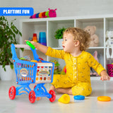 Blue Shopping Trolley Cart Play Food Set by The Magic Toy Shop - UKBuyZone