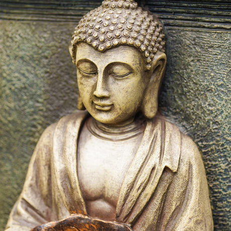 Solar Water Fountain Stone Buddha by GEEZY - UKBuyZone