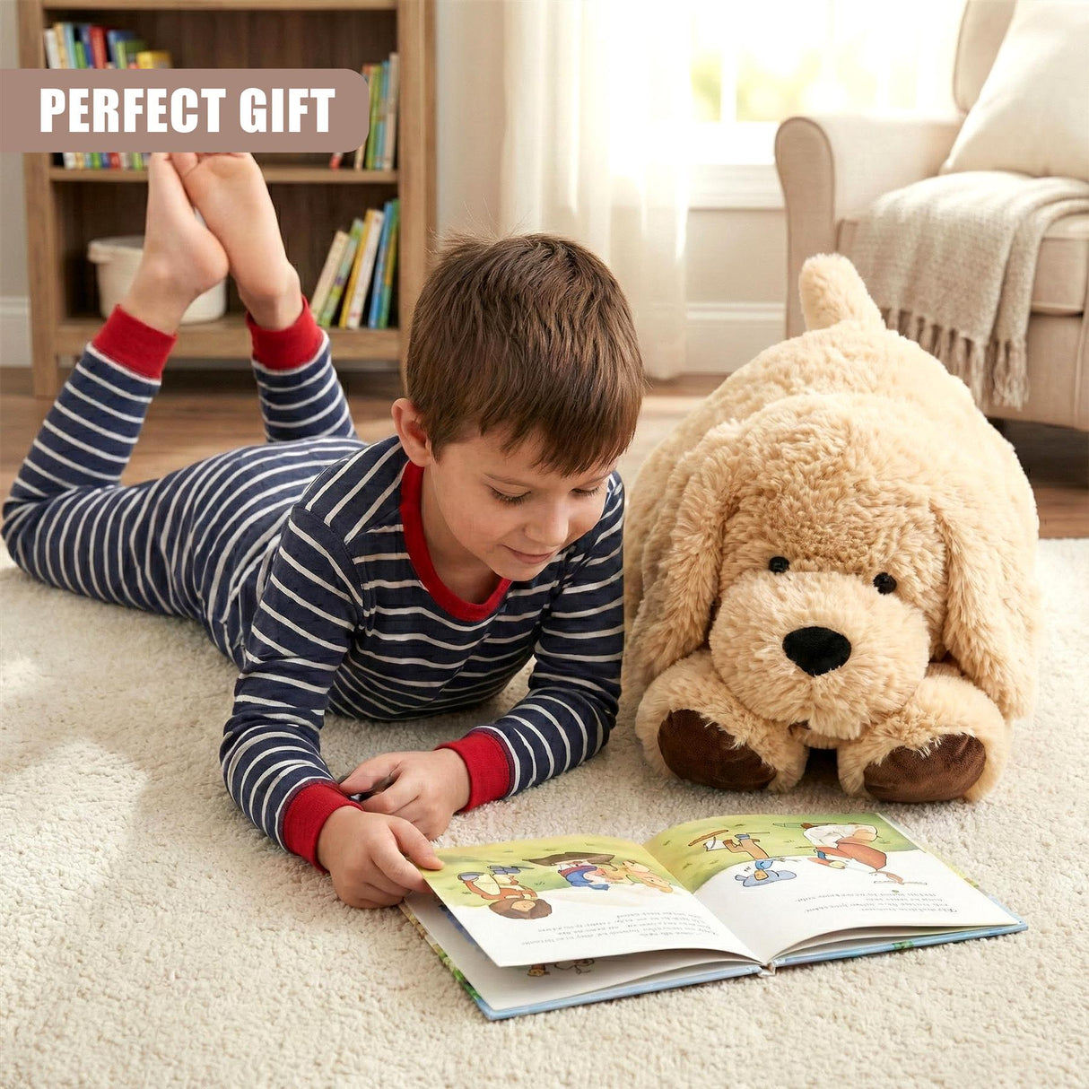 Giant Plush Lying Dog Soft Toy - 70 cm