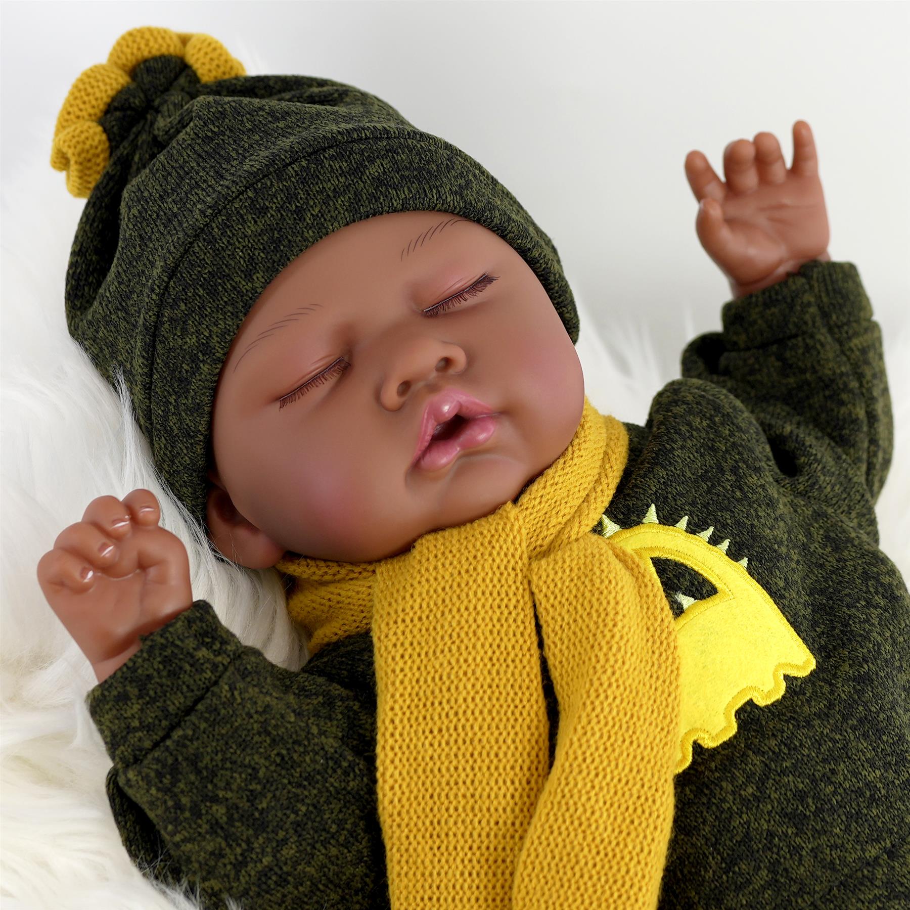 BiBi Black Doll Reborn Ethnic Sleeping Boy "Glorio" (50 cm / 20") by BiBi Doll - UKBuyZone