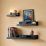 Wall Book Hanging Black Shelf Set of 3