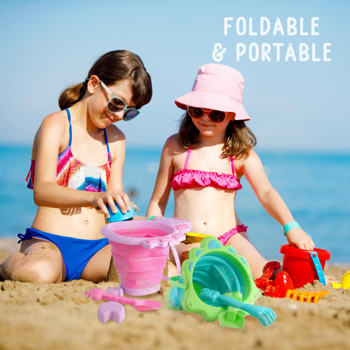 Collapsible Beach Bucket & Spade Sets