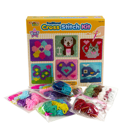 6 in 1 Traditional Cross Stitch Kit for Kids by The Magic Toy Shop - UKBuyZone