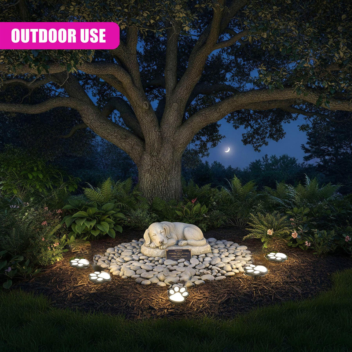 Paw Print Solar Stake Light, Set of 4