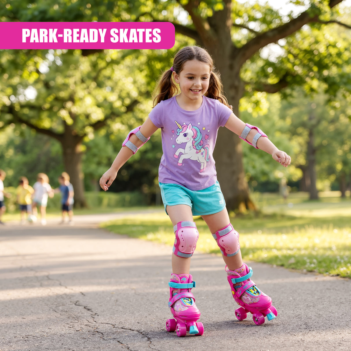 Pink Kids Adjustable Roller Skates