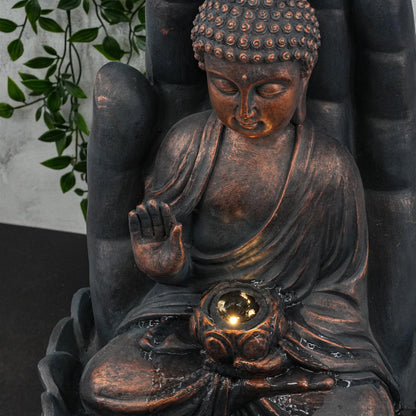 Palm Buddha Water Feature With Led Lights by GEEZY - UKBuyZone