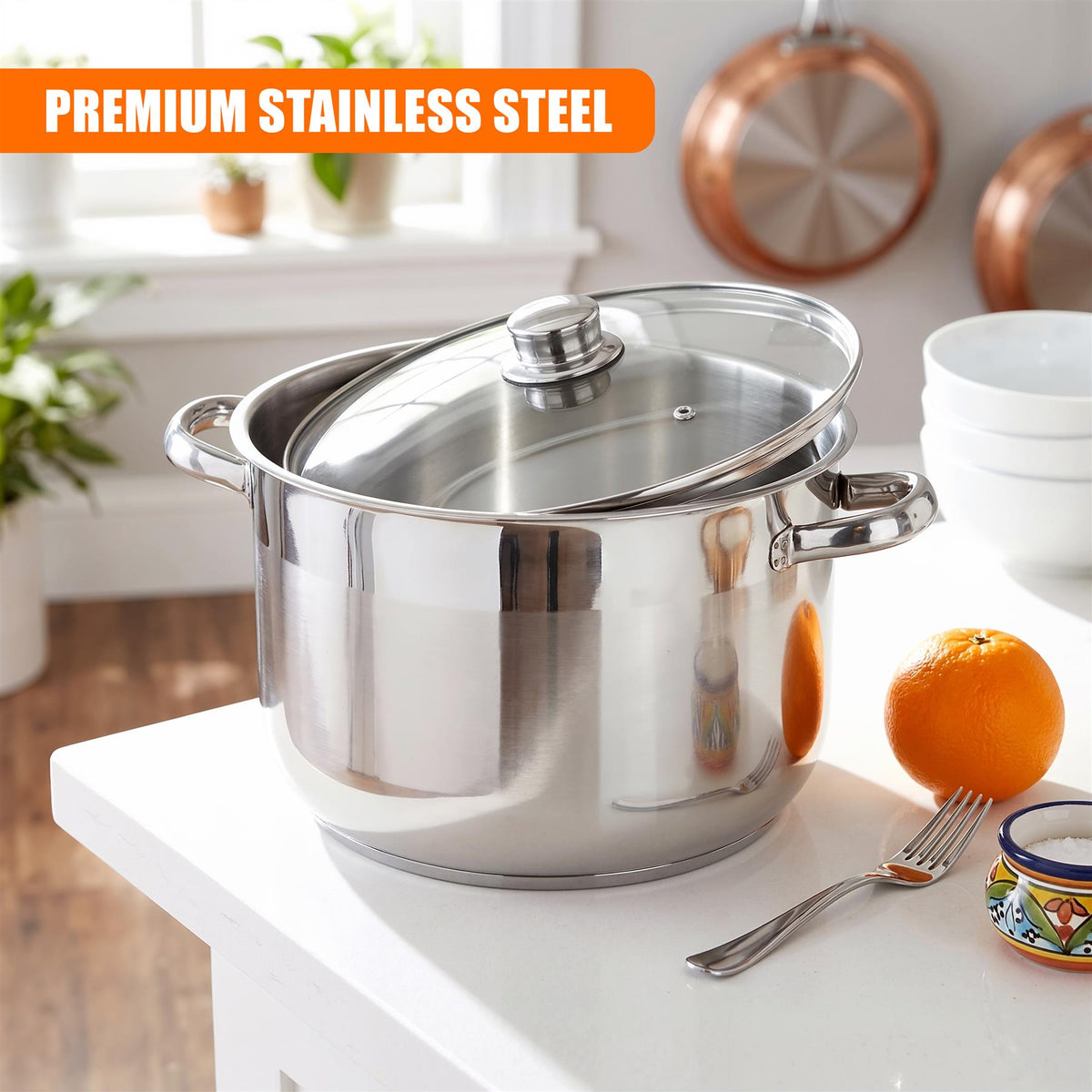 Stainless Steel Stock Pot with Lid - 7.5 L
