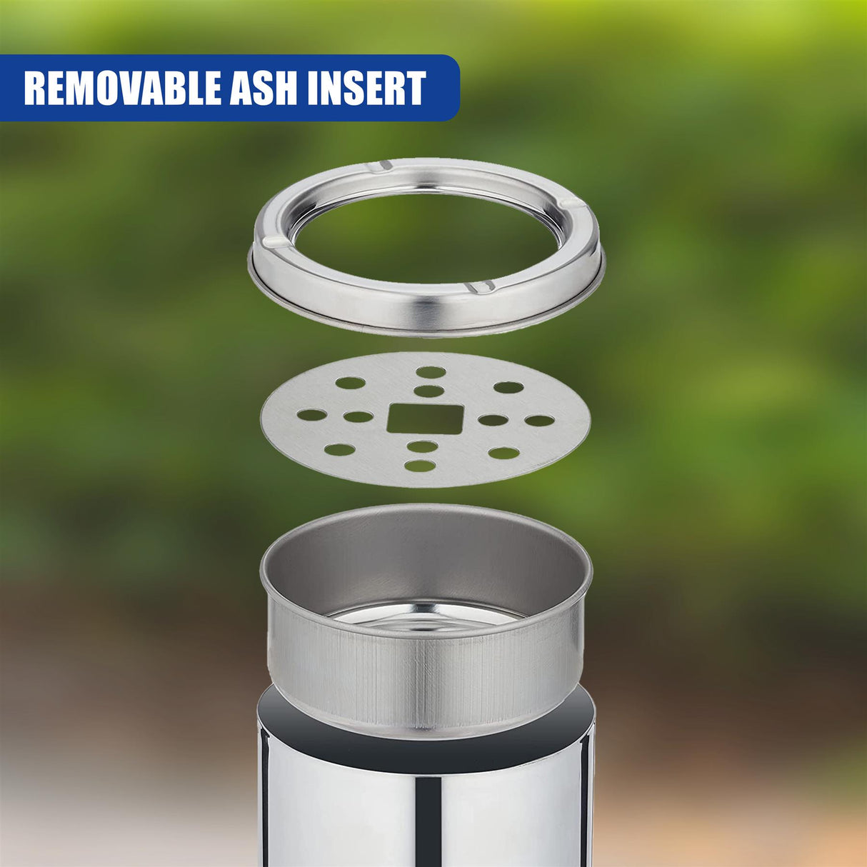 Free Standing Stainless Steel Outdoor Ashtray with Bin