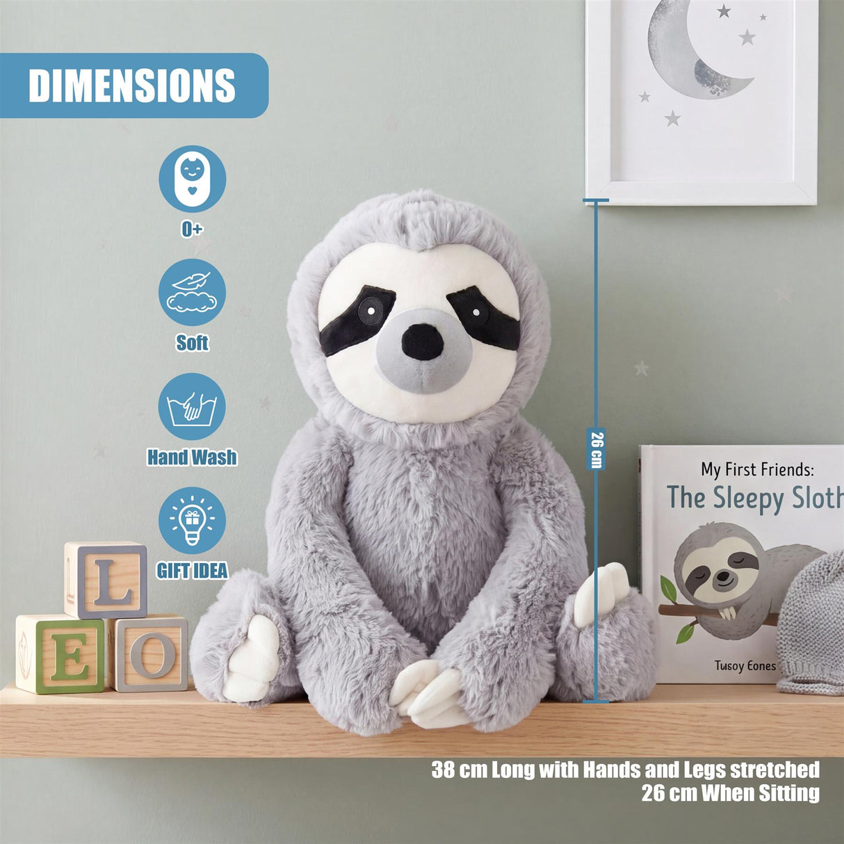 10" Hanging Sloth Soft Toy