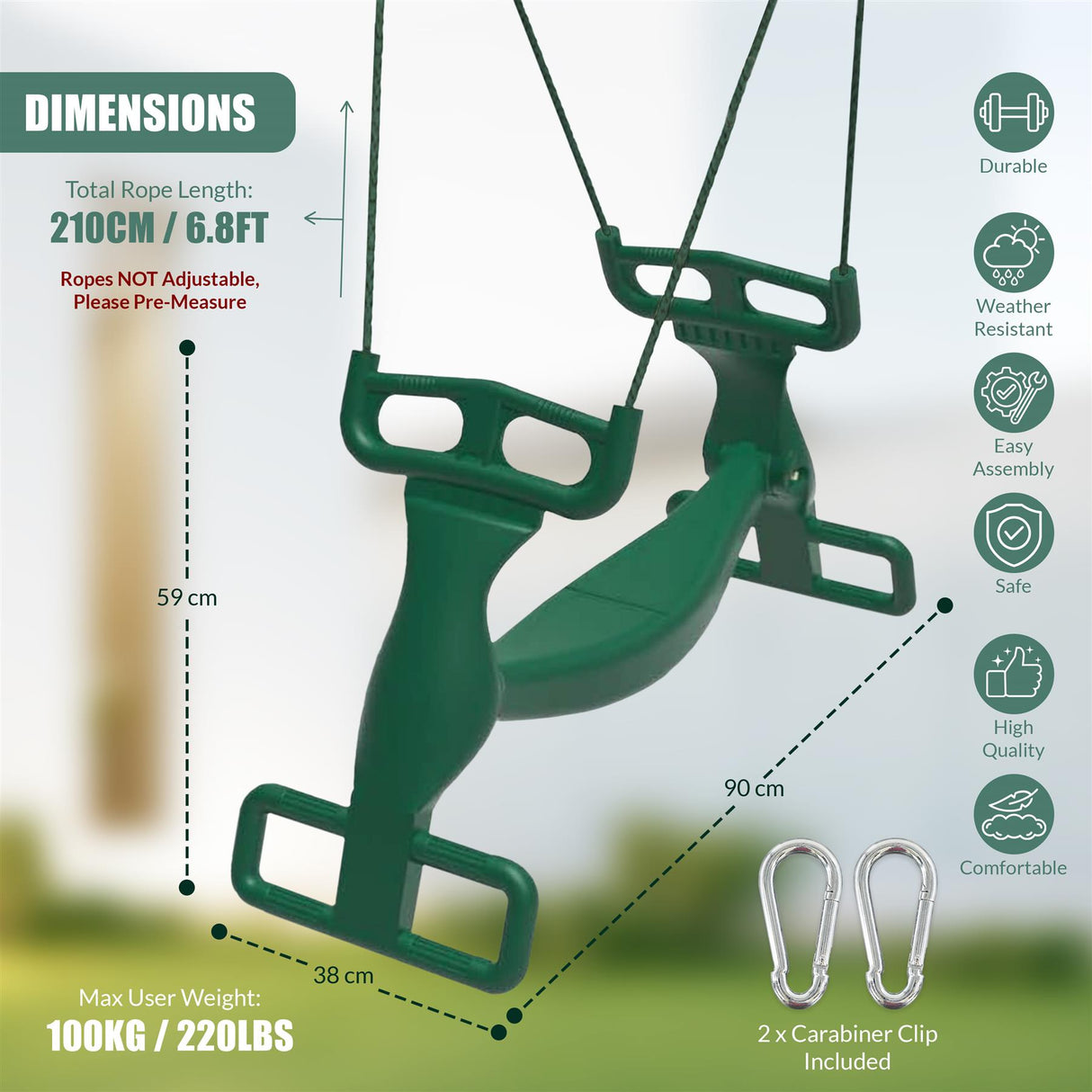 Tandem Swing with Two Seats by The Magic Toy Shop - UKBuyZone