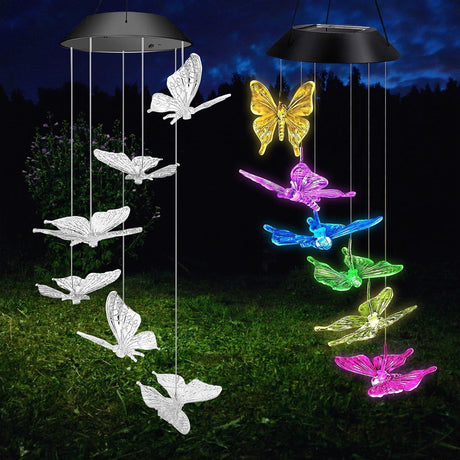 GEEZY Solar Butterfly Wind Chimes LED