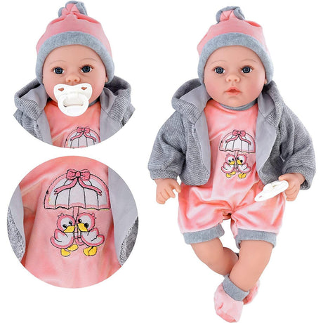 Baby Girl Doll With Dummy & Sounds Grey by BiBi Doll - UKBuyZone