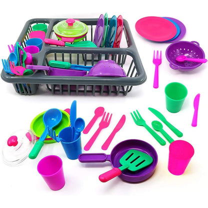 Kids Role Play Toy Set Kitchen Accessories Dish Washing Drainer 27 Pieces by The Magic Toy Shop - UKBuyZone