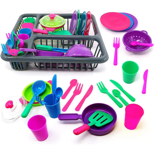 Kids Role Play Toy Set Kitchen Accessories Dish Washing Drainer 27 Pieces by The Magic Toy Shop - UKBuyZone