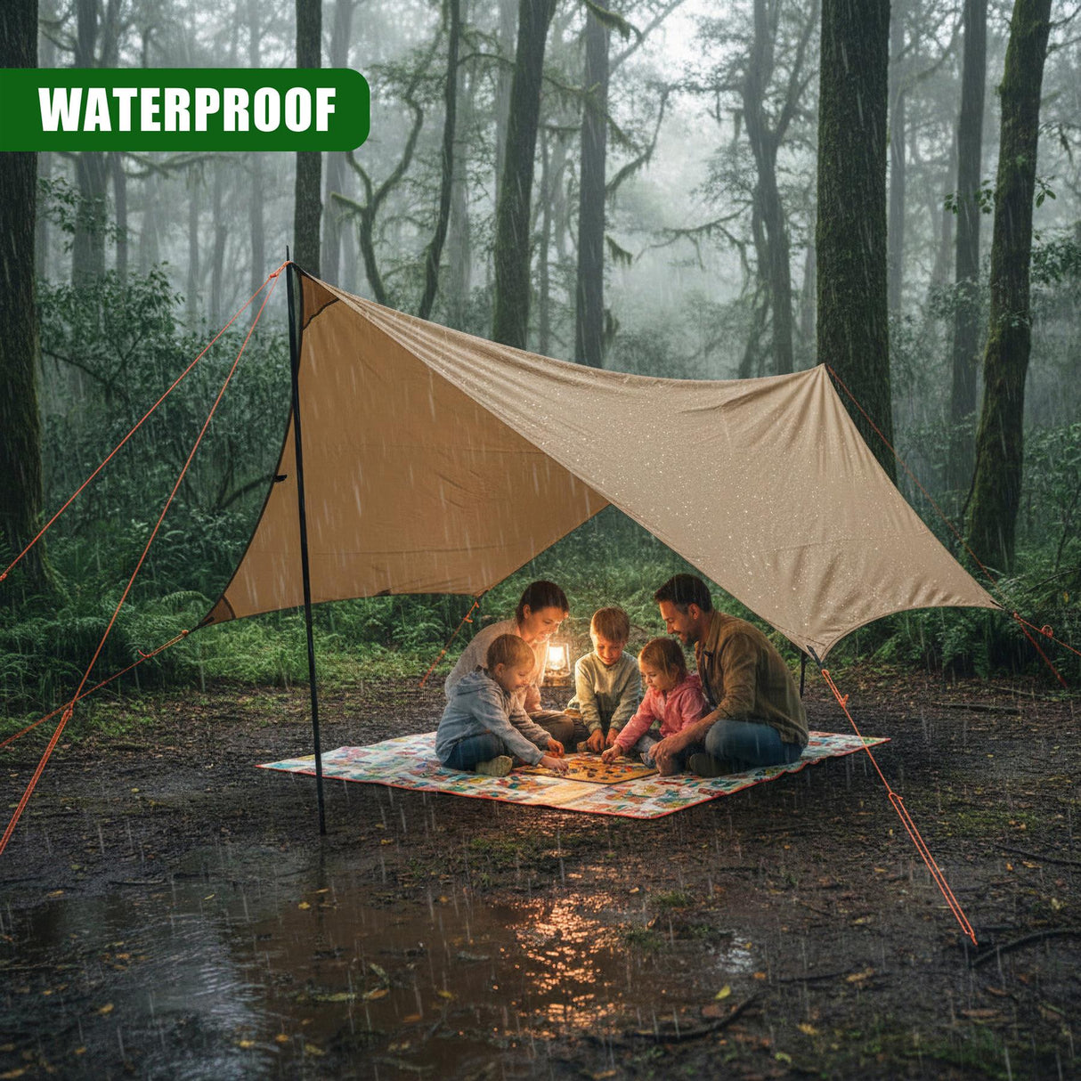 Camping Tarp Shelter Set with Poles
