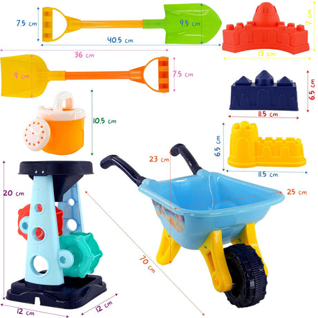 Children Sand and Water Beach Toys Mill, Wheelbarrow Accessories Playset by The Magic Toy Shop - UKBuyZone