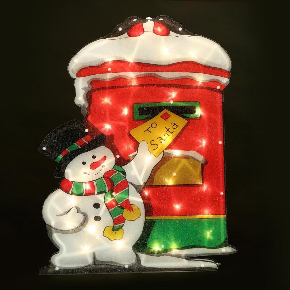 Christmas Silhouette Lights Postbox Snowman by GEEZY - UKBuyZone