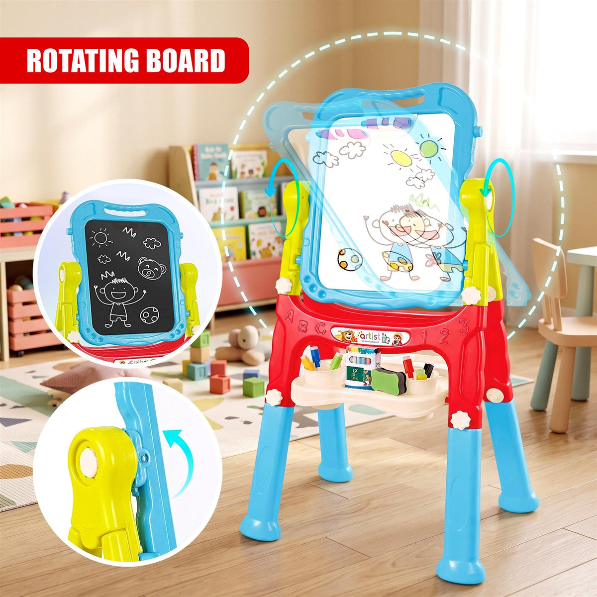 Blue Folding Double-Sided Magnetic Drawing Board
