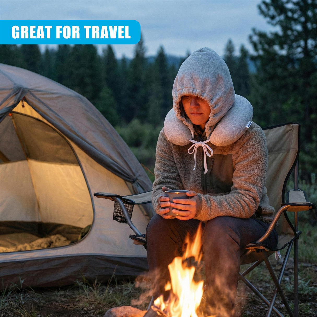 Soft Hooded Neck Travel Pillow