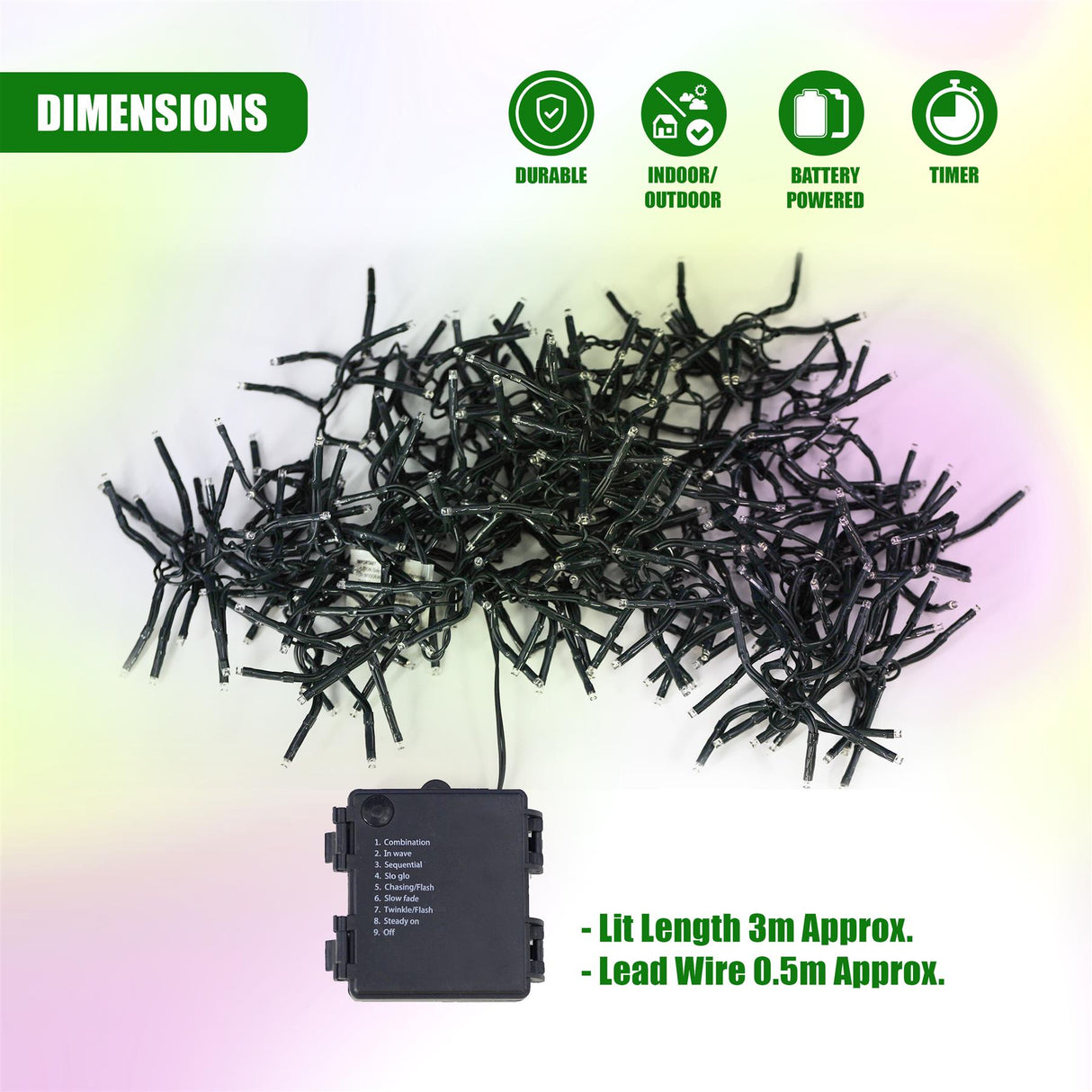 300 LED Cluster Christmas Lights - Multicolour