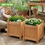 Wooden Planters Square Set of 2
