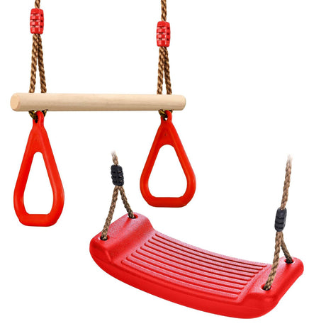 The Magic Toy Shop Set of Trapeze Monkey Bar and Plastic Swing Seat