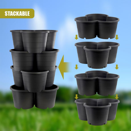 Set of 4 Trio Stackable Flower Pots by GEEZY - UKBuyZone