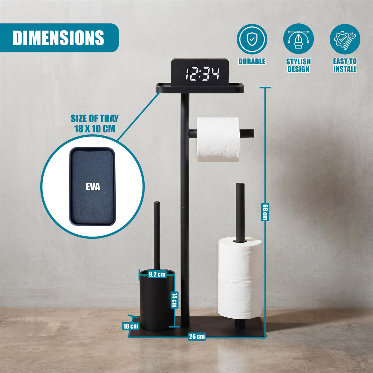 All-in-One Toilet Roll Holder