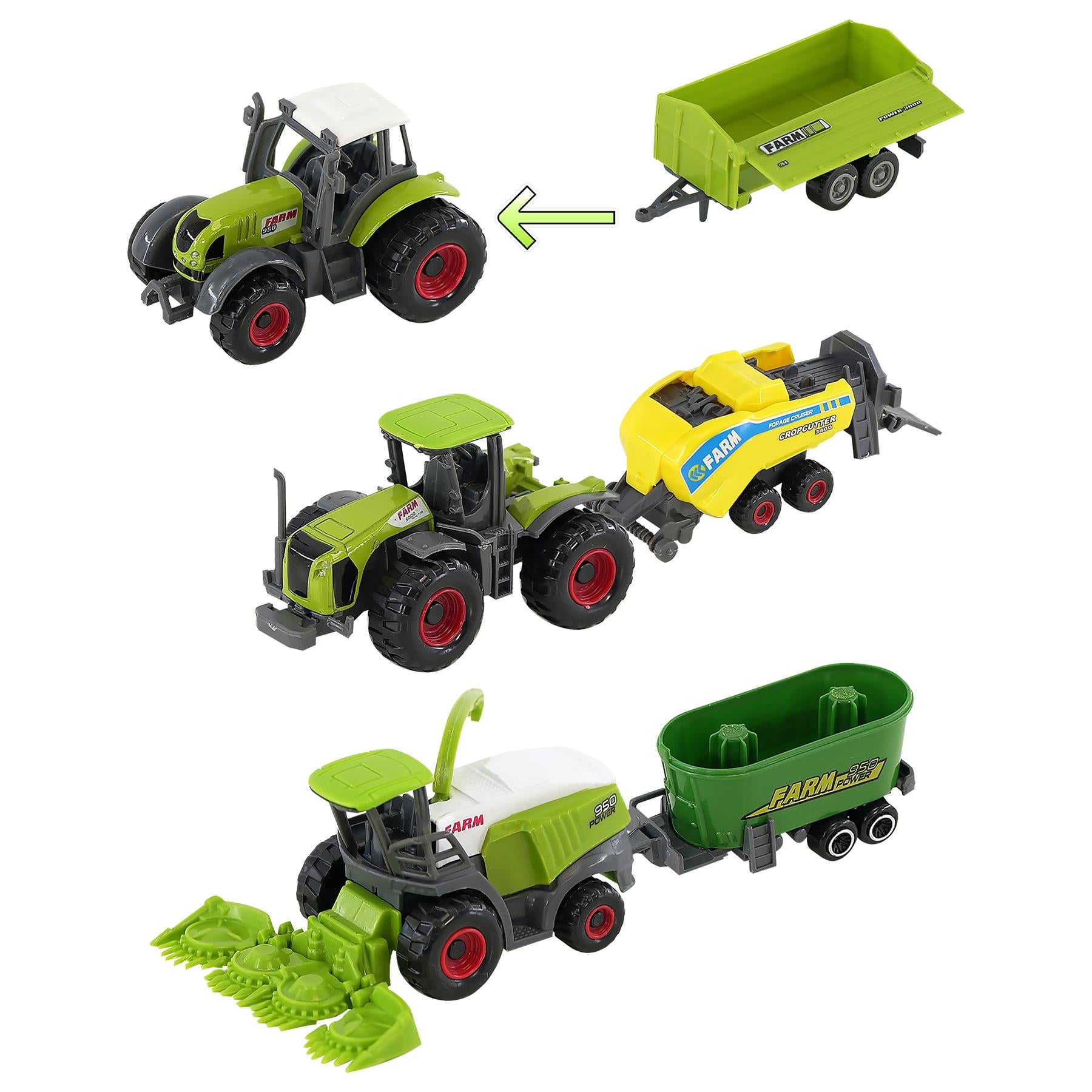 Diecast Tractor Set Collect Vehicles Play Set 22 Piece by The Magic Toy Shop - UKBuyZone