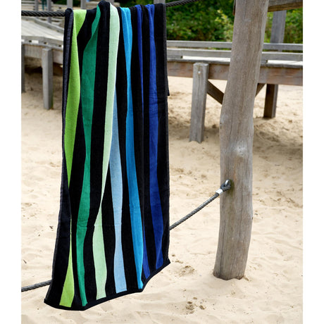 Large Velour Striped Beach Towel (Blue Oasis) by Geezy - UKBuyZone