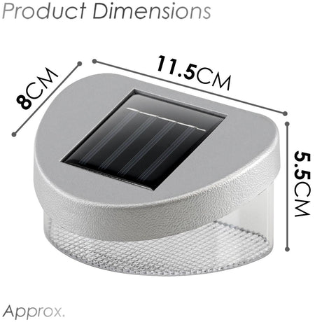 Solar light dimensions are marked: 8 cm wide, 11.5 cm long, and 5.5 cm tall.