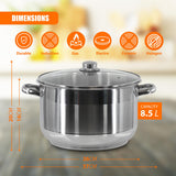 Stainless Steel Stock Pot with Lid - 8.5 L