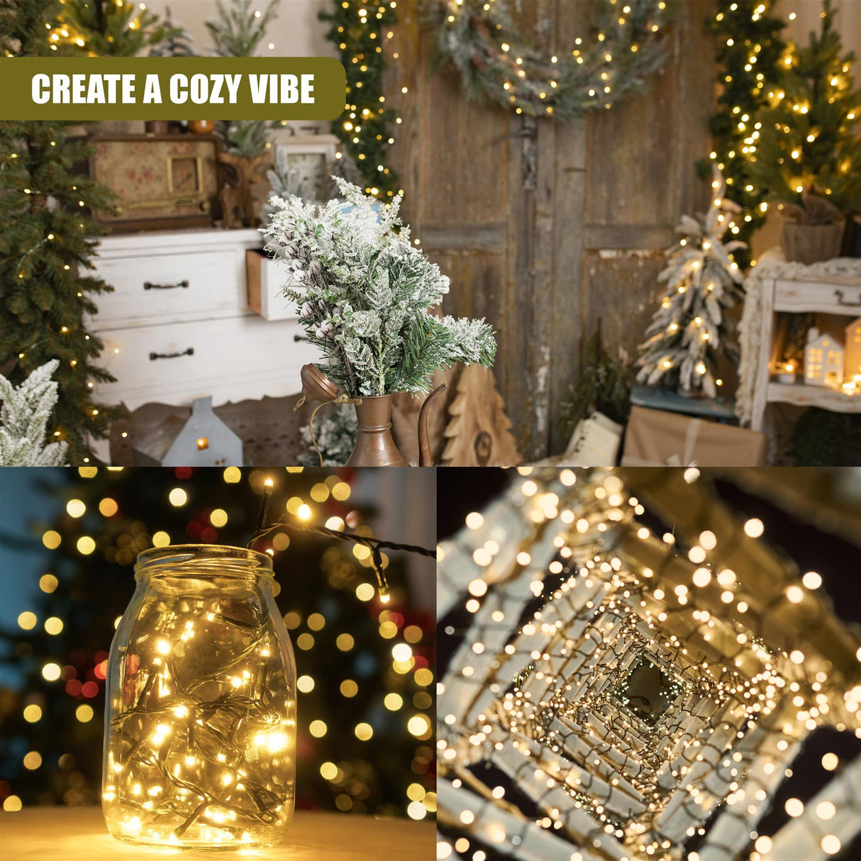 300 LED Cluster Christmas Lights - Warm White