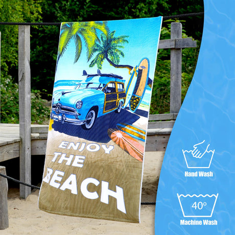 Enjoy The Beach Design Large Towel by Geezy - UKBuyZone