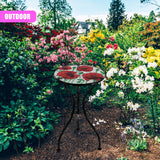 Round Side Mosaic Garden Table With Poppies Design by Geezy - UKBuyZone