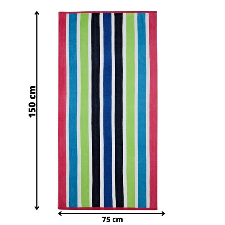 Large Velour Striped Beach Towel (Sanguine) by Geezy - UKBuyZone