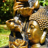 Buddha Head Solar Water Feature Outdoor With LED by GEEZY - UKBuyZone