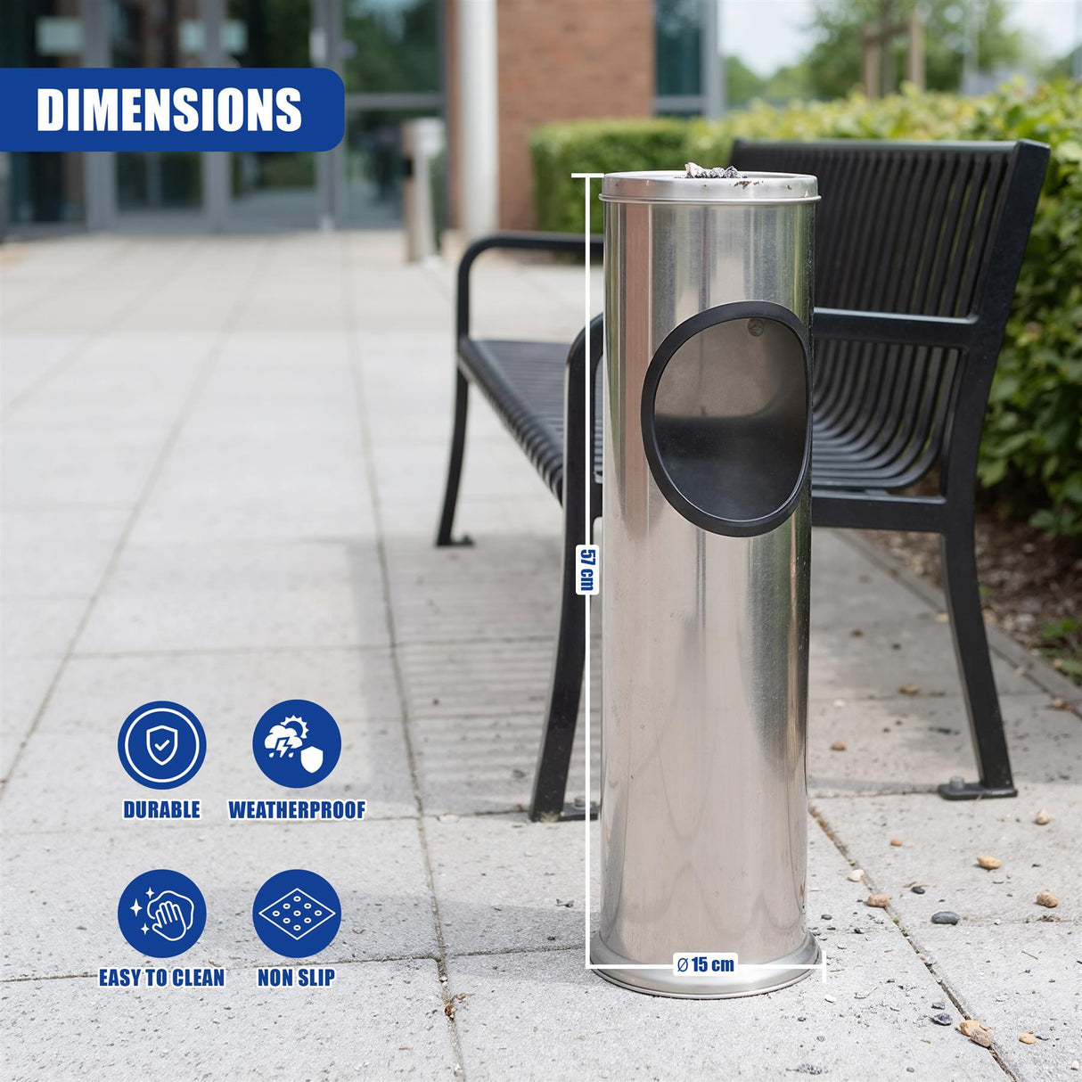Free Standing Stainless Steel Outdoor Ashtray with Bin