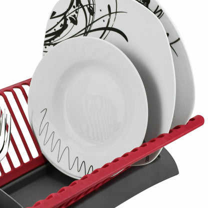 Grey and Red Dish Drainer and Cutlery Holder by Kitchen - UKBuyZone