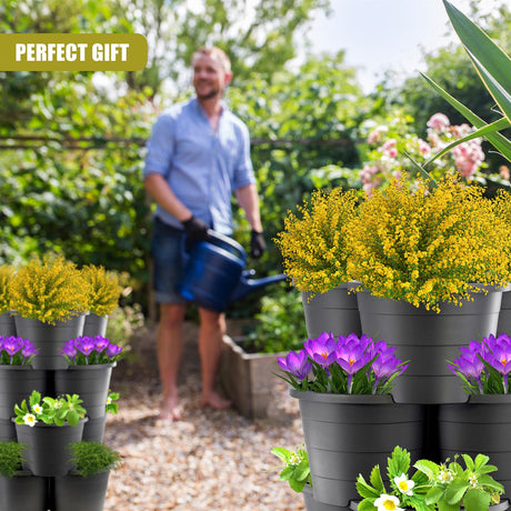 Set of 4 Trio Stackable Flower Pots by GEEZY - UKBuyZone