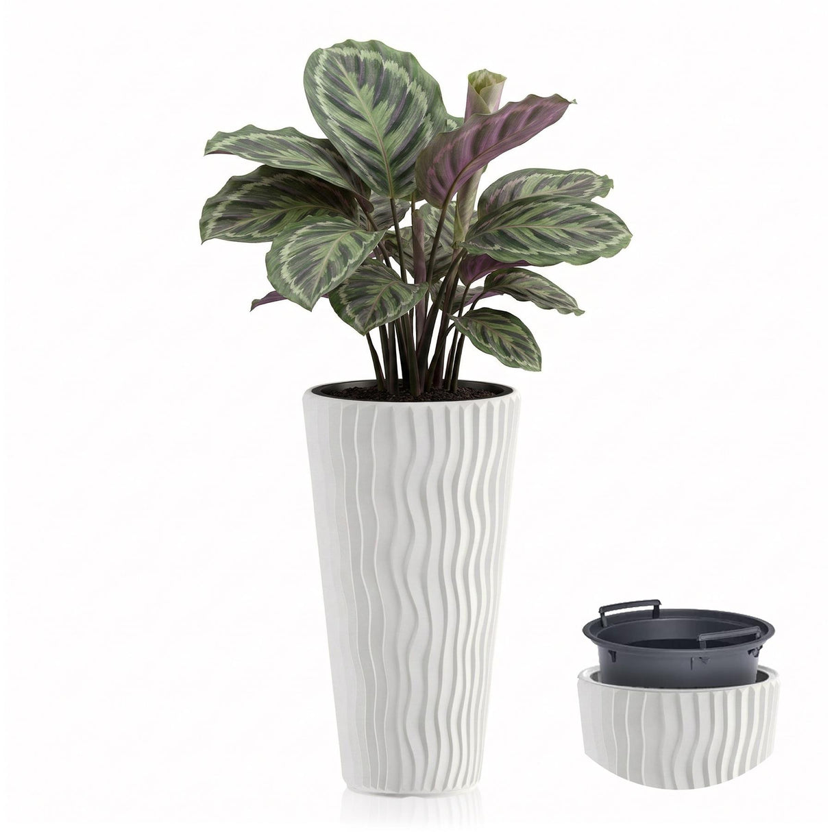 White Tall Flower Pot, 53.1 x 29.7 cm