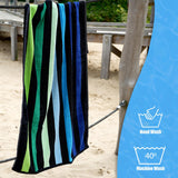 Velour Striped Beach Towel Blue Oasis
